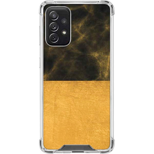 Black and Gold Split Marble Galaxy A72 5G Clear Case
